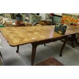 Oak parquetry draw leaf table