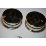 2 silver and tortoiseshell trinket boxes