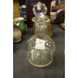 Large cut glass decanter - etched Keswick Hotel