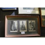 Framed group of three climbing postcards - 'A difficult climb', 'An Ascent of the Needle' and '