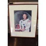 A framed and signed photograph of NASA astronaut Neil Armstrong - given to the former owner in