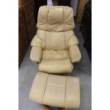 Stressless leather recliner and stool