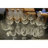 Quantity of Dartington glassware (wine and brandy glasses + decanter)