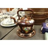 19th Century Bargeware teapot and stand A/F