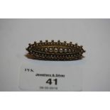 Victorian gilt metal oval seed pearl brooch