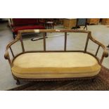 Walnut framed settee A/F