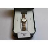 1950's ladies Omega 9ct gold cased wristwatch, with circular silvered dial, movement No. 17125377,