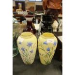4 opaline glass vases