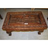 Carved oak coffee table depicting St Paul's