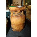 Carved wooden owl bell/wind chime