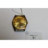 1970's/1980's gents Omega gold plated wristwatch, the dial with hour batons, no strap (runs when