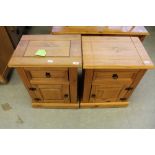 Pair of pine bedside cupboards