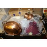 Box of copper, china and other misc