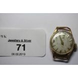 1950's ladies or boys Omega 9ct gold cased wristwatch with silvered dial, movement No. 14631360,