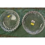 A pair of modern moulded glass dishes of scallop shape, thought Lalique, 27.5cm x 26.5cm Good