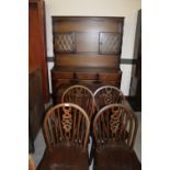 Oak dresser, drop leaf table and 4 chairs