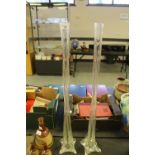 Pair of fluted glass vases 70cm tall