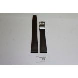Vintage Omega brown leather wristwatch bracelet with white metal clasp