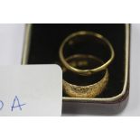 2 18ct gold wedding bands, one gypsy set with small diamonds