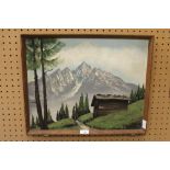 Signed Oil on Board - Alpine Scene