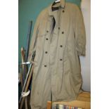 Alfred Dunhill of London classic galsadine trench coat with goretex lining, size 40, in lichen