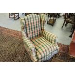 Pair of tartan covered armchairs