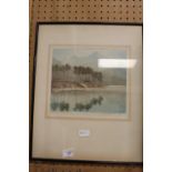 R. Herdman-Smith (1879-1945), Aquatint, Blea Tarn with Langdales, signed, framed, label verso