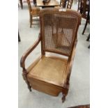 Cane back commode chair
