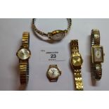 5 vintage ladies wind up watches