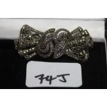 Silver and marcasite brooch/clips