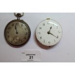 Antique leck, Jedburgh fusee pocket watch movement and Continental silver pocket watch