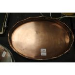 19th Century solid copper oval tray 18" x 12"