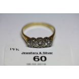 8ct gold diamond 3 stone ring 0.7 carats