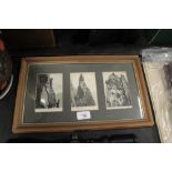 Framed group of three climbing postcards - 'A difficult climb', 'An Ascent of the Needle' and '