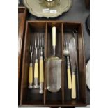 Georgian cutlery tray and cutlery