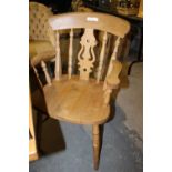 Set of 6 elm Windsor kitchen chairs (including 2 armchairs)