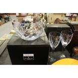 John Rocha at Waterford Crystal bowl and 2 wine glasses