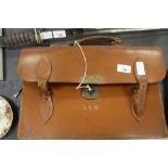 Solid leather briefcase with key