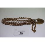 9ct gold 2 chain bracelet - heart padlock, 17.2g
