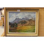 Oil on Board Landscape of Langdale & 1950's Frameless Mirror