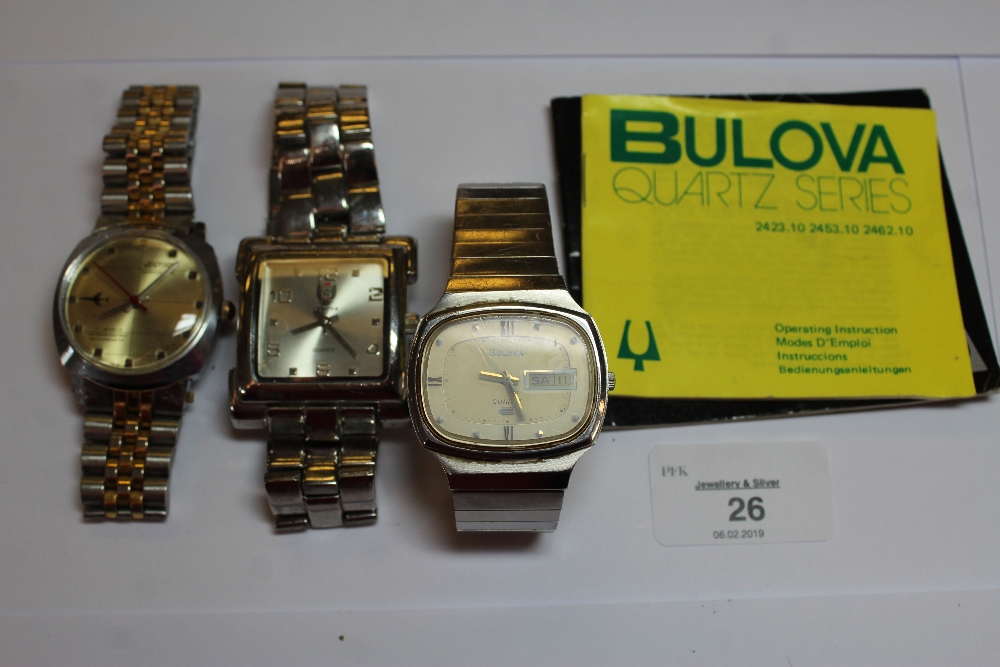 Bulova Accuset and Vantime and Aviator stainless steel quartz wrist watches