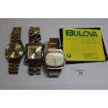 Bulova Accuset and Vantime and Aviator stainless steel quartz wrist watches
