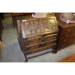 Jacobean twist oak bureau