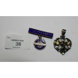 925 stone set pendant and silver past presidents badge