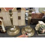 Pair of 19th Century trumpet based candlesticks, gadrooned