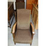 Pair of 1920s oak recliner chairs