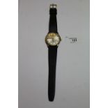 1960's gents Omega 9ct gold cased wristwatch, with satin silvered dial and hour batons, movement No.