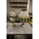 Brass electric table lamp and mirror