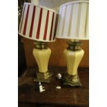 Pair of large metal lamps