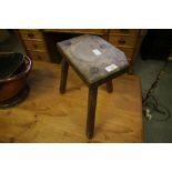 19th century elm milking stool